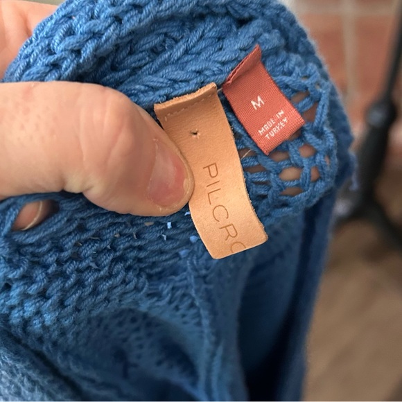 Anthropologie Pilcro Chunky Cable Knit Sweater Vest in Blue Sz M - Picture 11 of 11